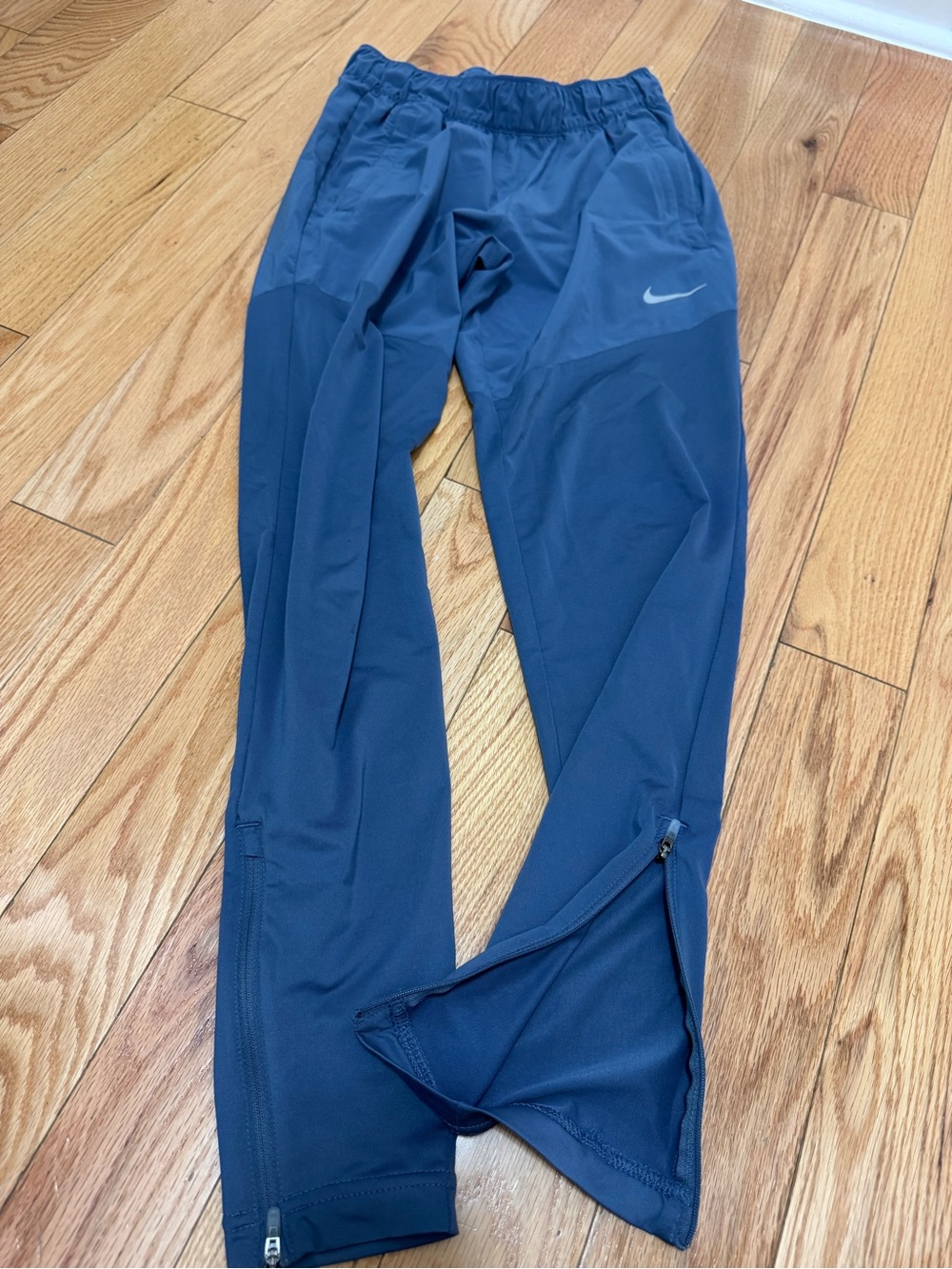 Nike Dark Blue Athletic Track Pants with Ankle Zips